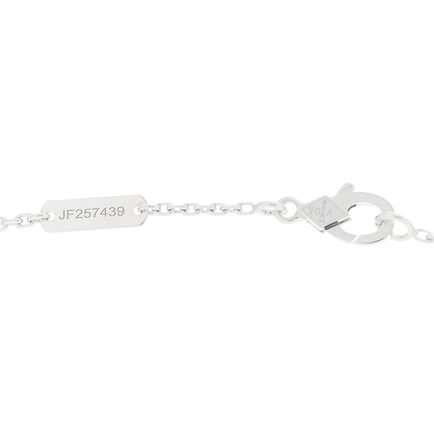 18K White Gold Mother of Pearl Vintage Alhambra Pendant Necklace
