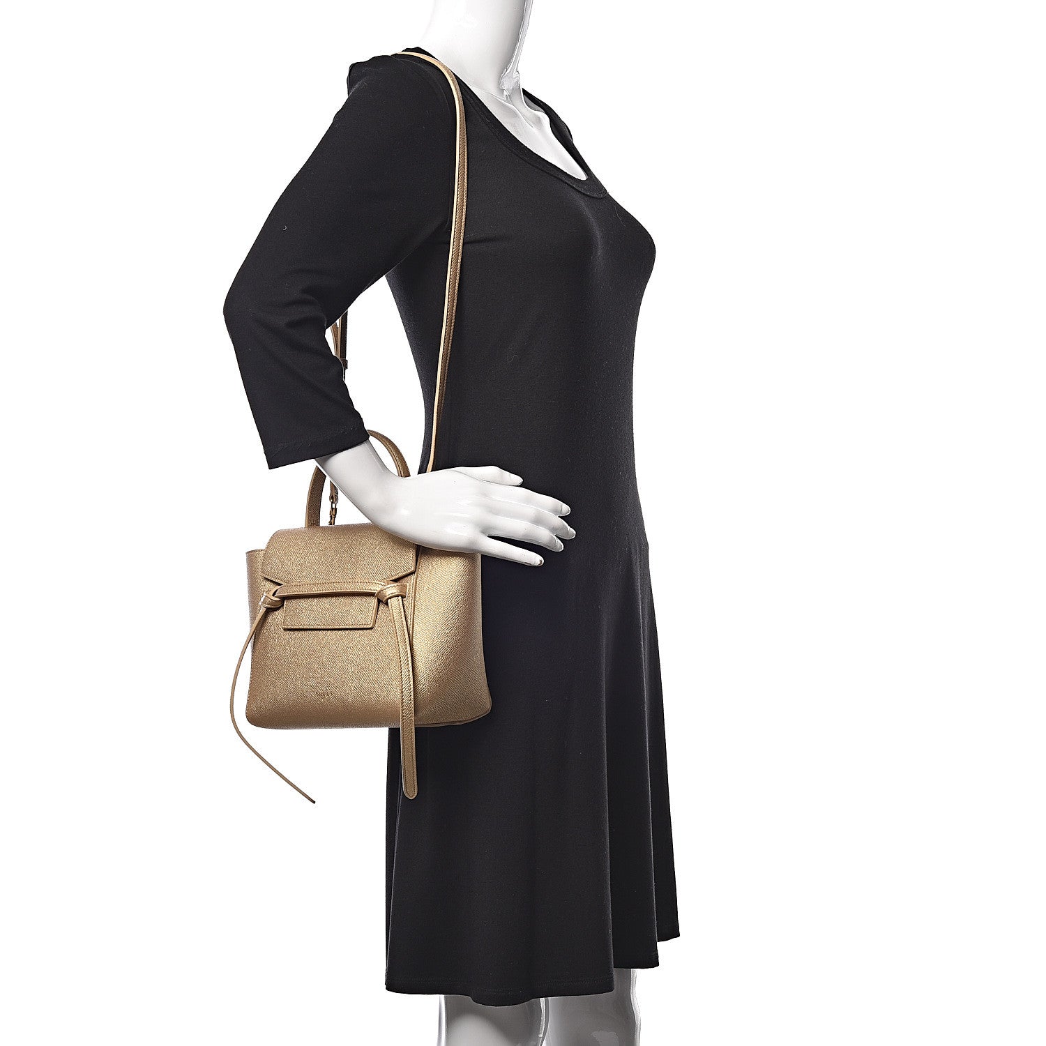 Celine Laminated Calfskin Nano Belt Bag Gold 2 of 10