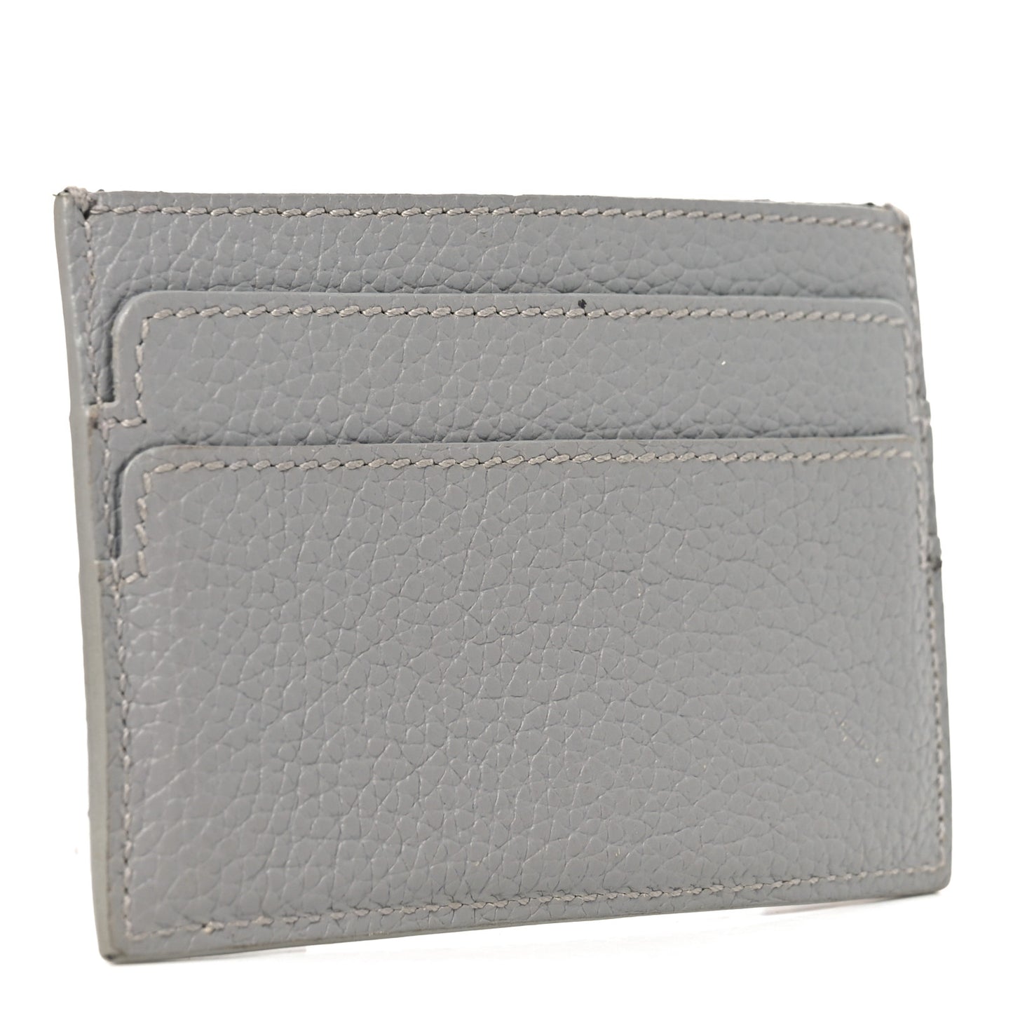 Grained Calfskin Skull Card Holder Grey