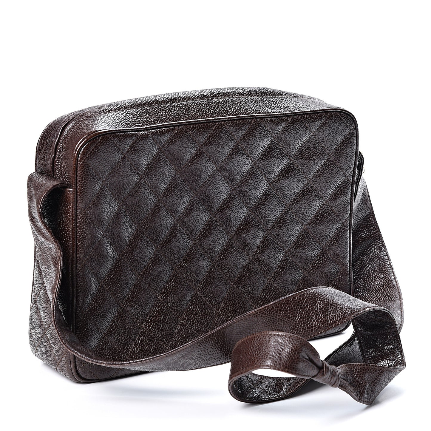 Caviar Quilted Camera Case Brown
