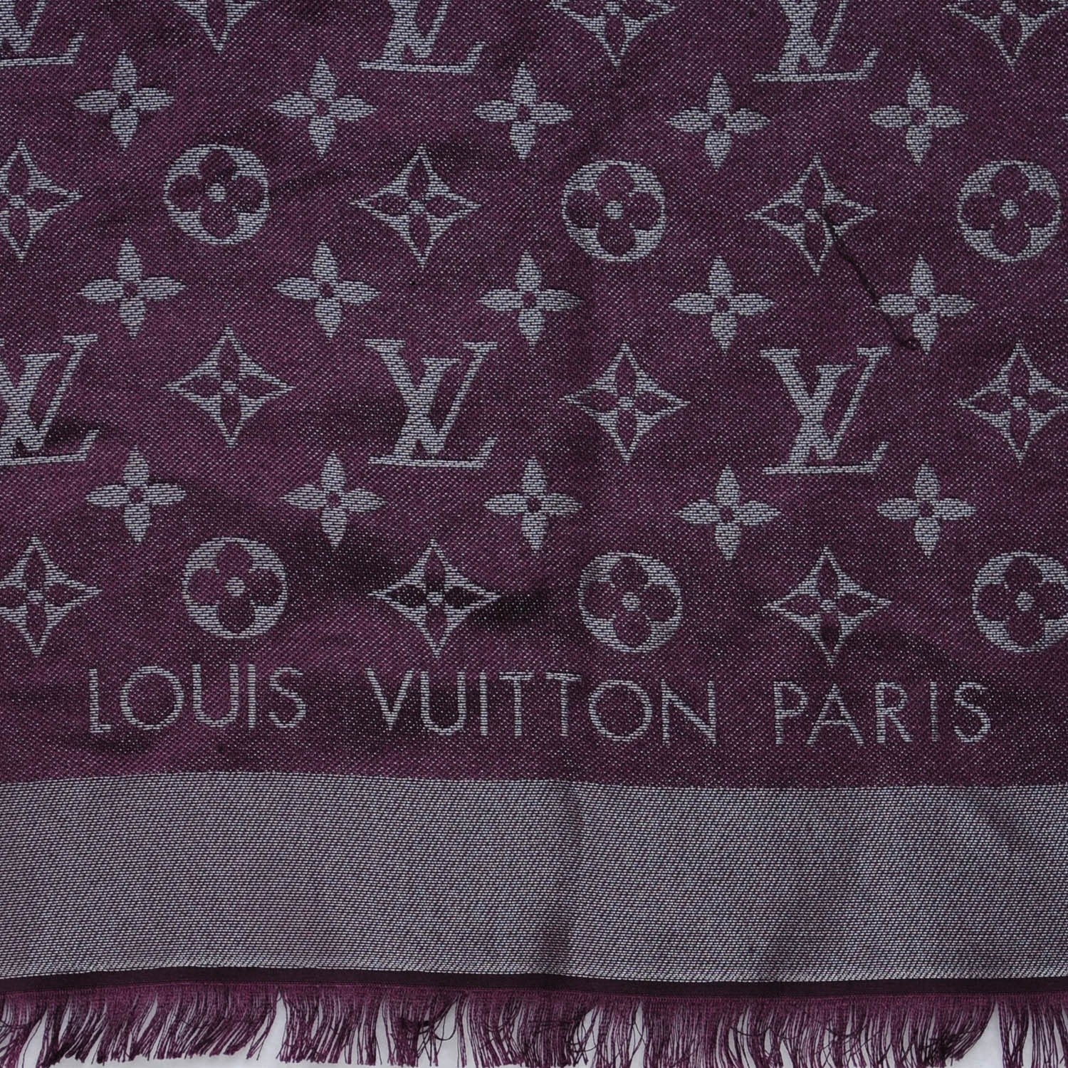Louis Vuitton Silk Lurex Wool Monogram Shine Shawl Amarante 4 of 5