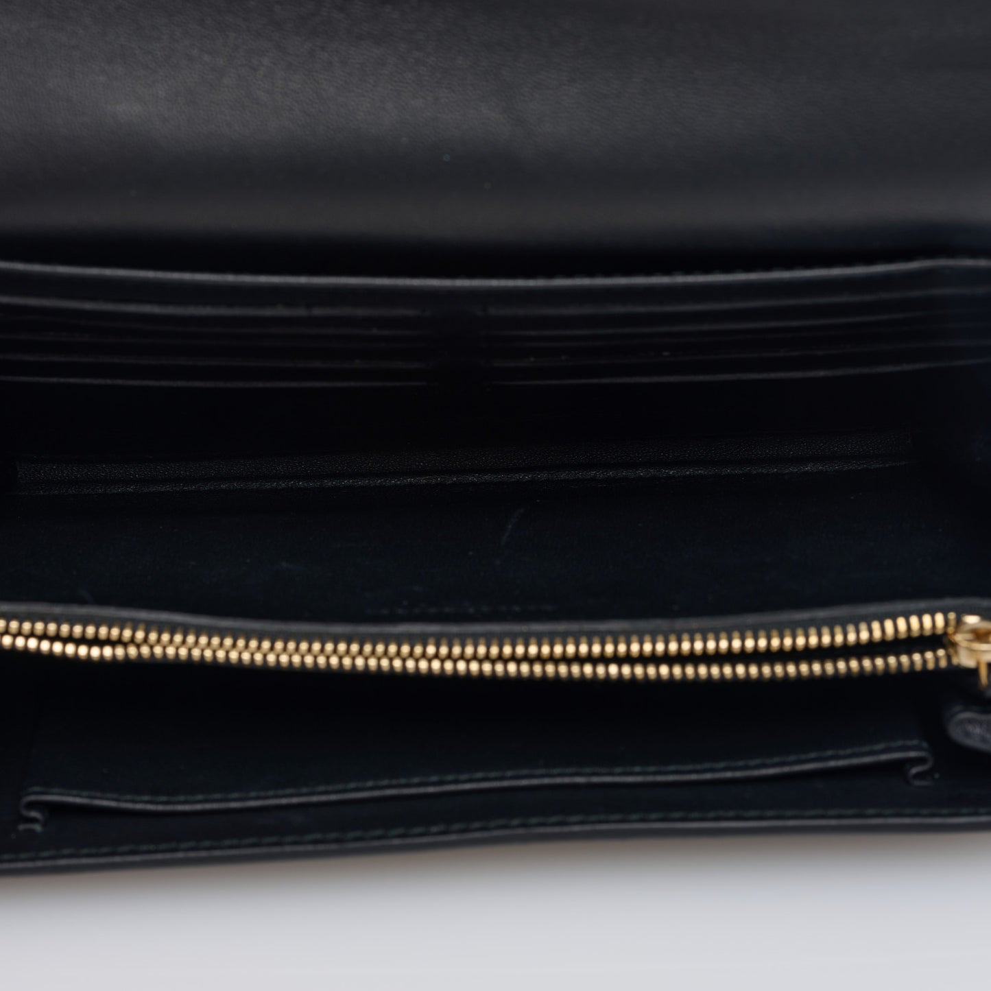 Smooth Calfskin Spider Skull Envelope Clutch Wallet Black