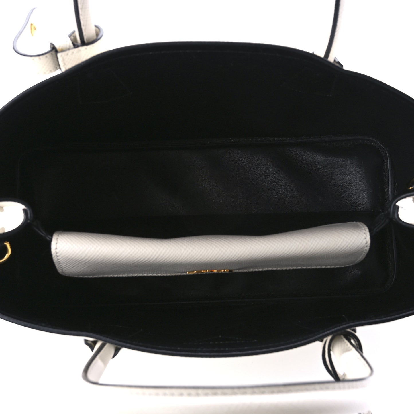 Saffiano Cuir Medium Double Bag Talco Black