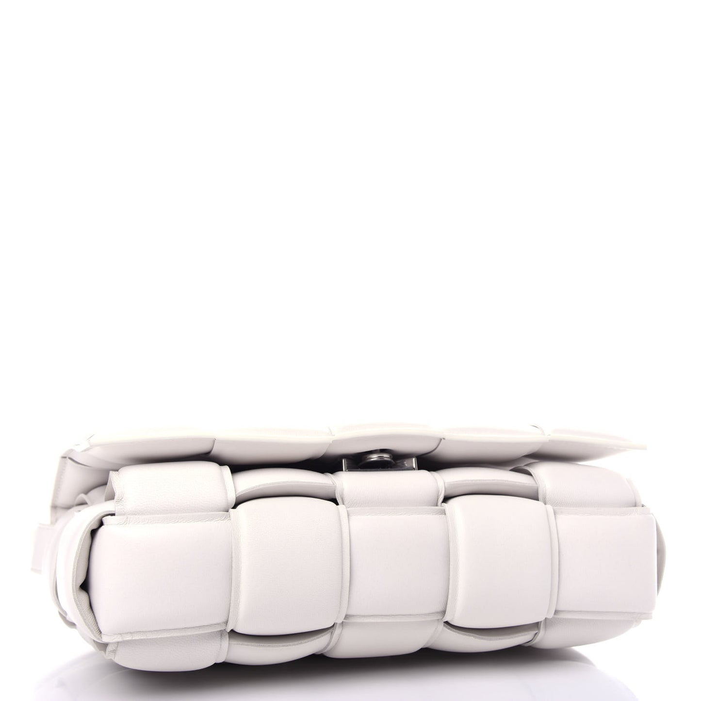 Nappa Maxi Intreccio Padded Cassette Crossbody Bag White