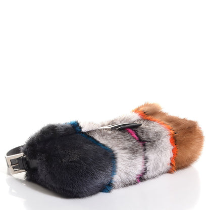 Fendi Mink Fur Striped Baguette Natural Multicolor 4 of 11
