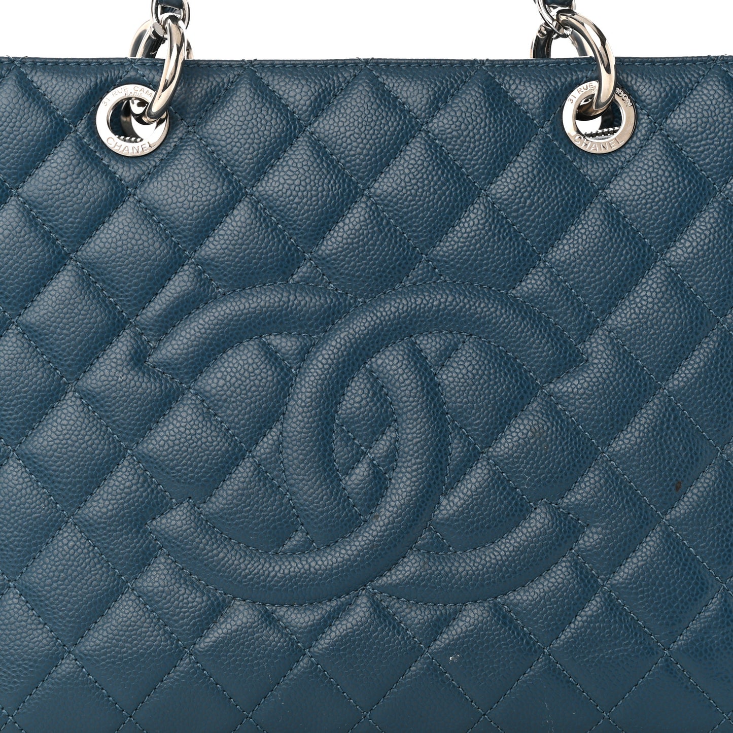 Caviar Quilted Grand Shopping Tote GST Dark Blue