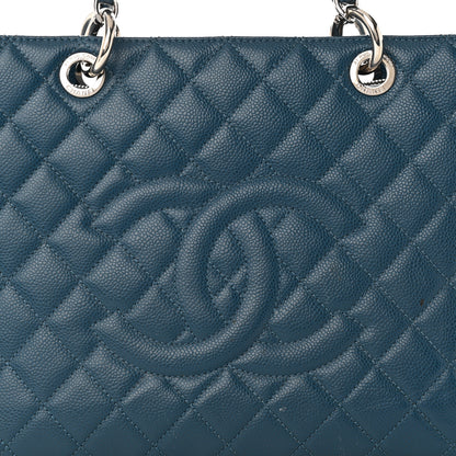 Chanel Caviar Quilted Grand Shopping Tote GST Dark Blue 9 of 21