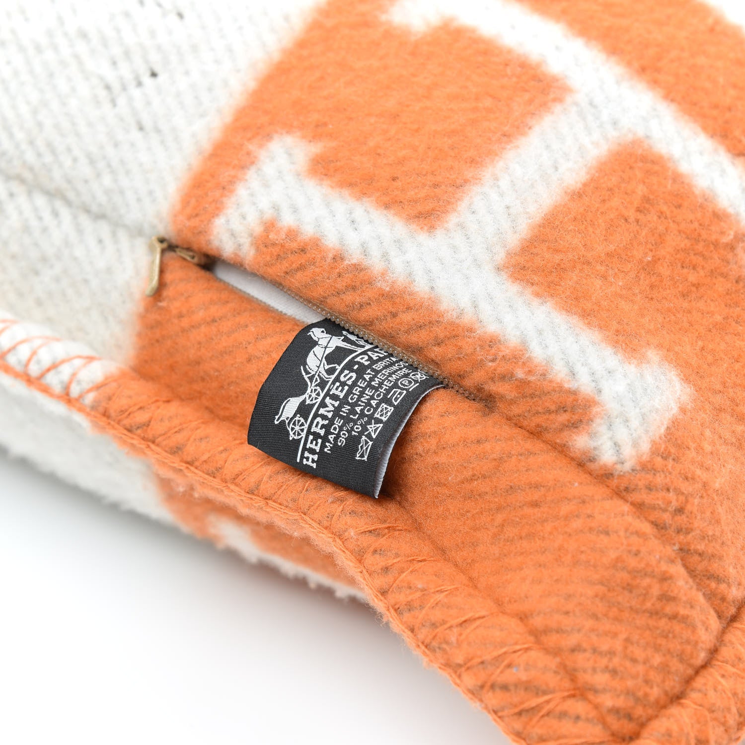 Hermes Wool Cashmere Avalon Pillow PM Ecru Potiron 3 of 3