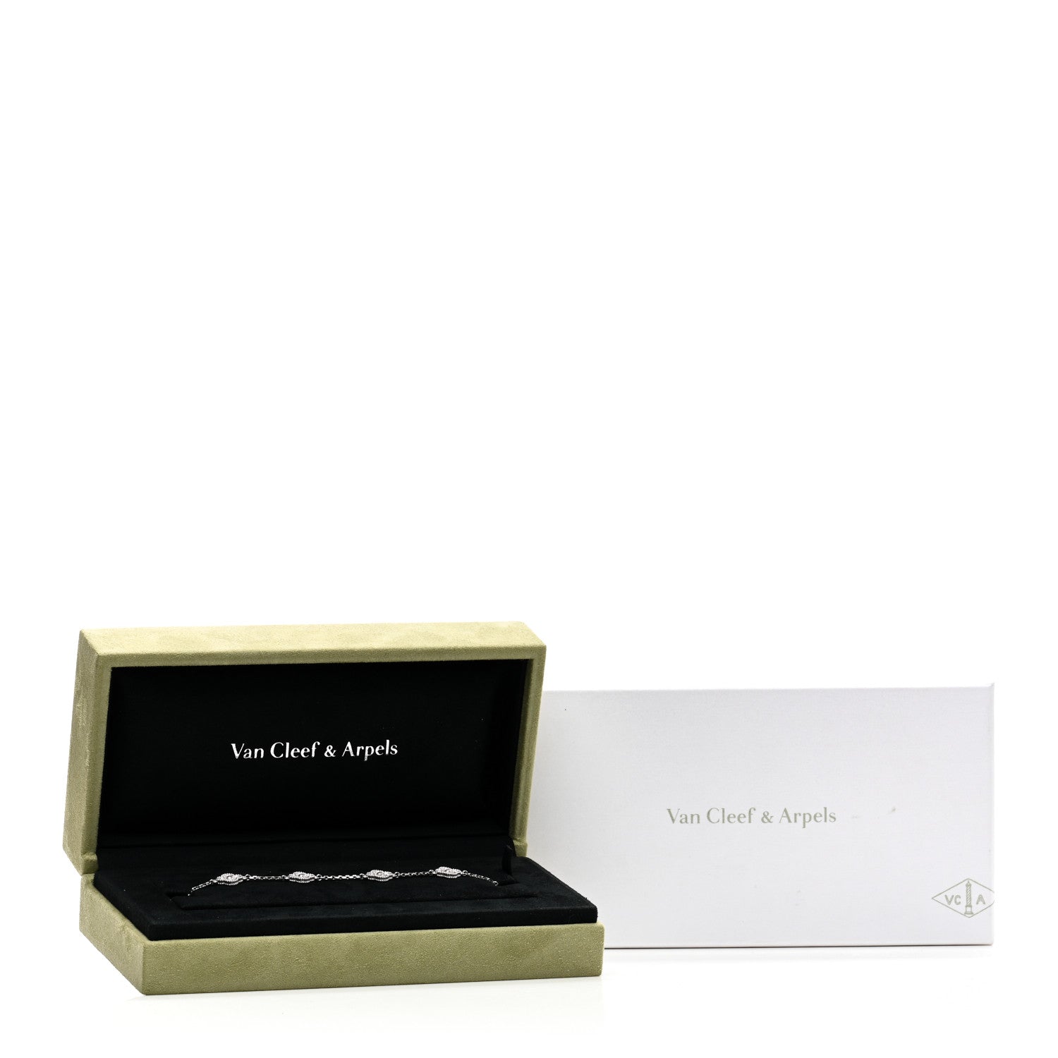 Van Cleef & Arpels 18K White Gold Diamond 6 Motifs Sweet Alhambra Bracelet 5 of 5