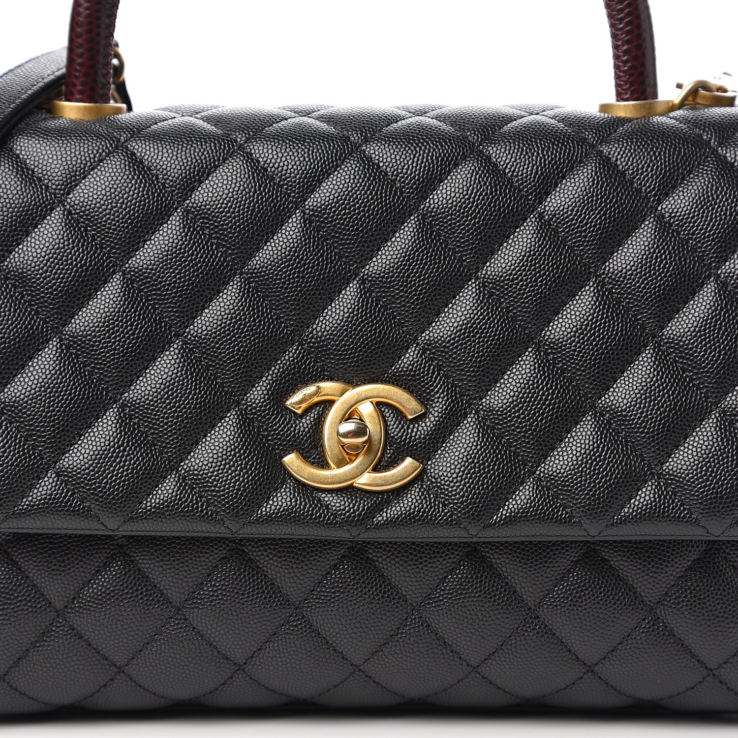 Chanel Caviar Lizard Embossed Quilted Small Coco Handle Flap Black 10 of 11