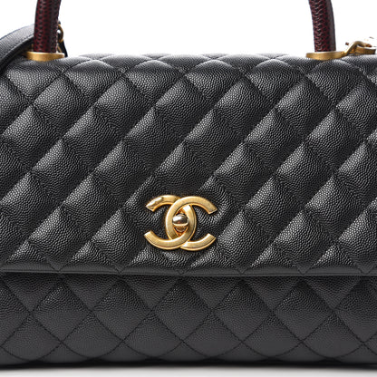 Chanel Caviar Lizard Embossed Quilted Small Coco Handle Flap Black 10 of 11