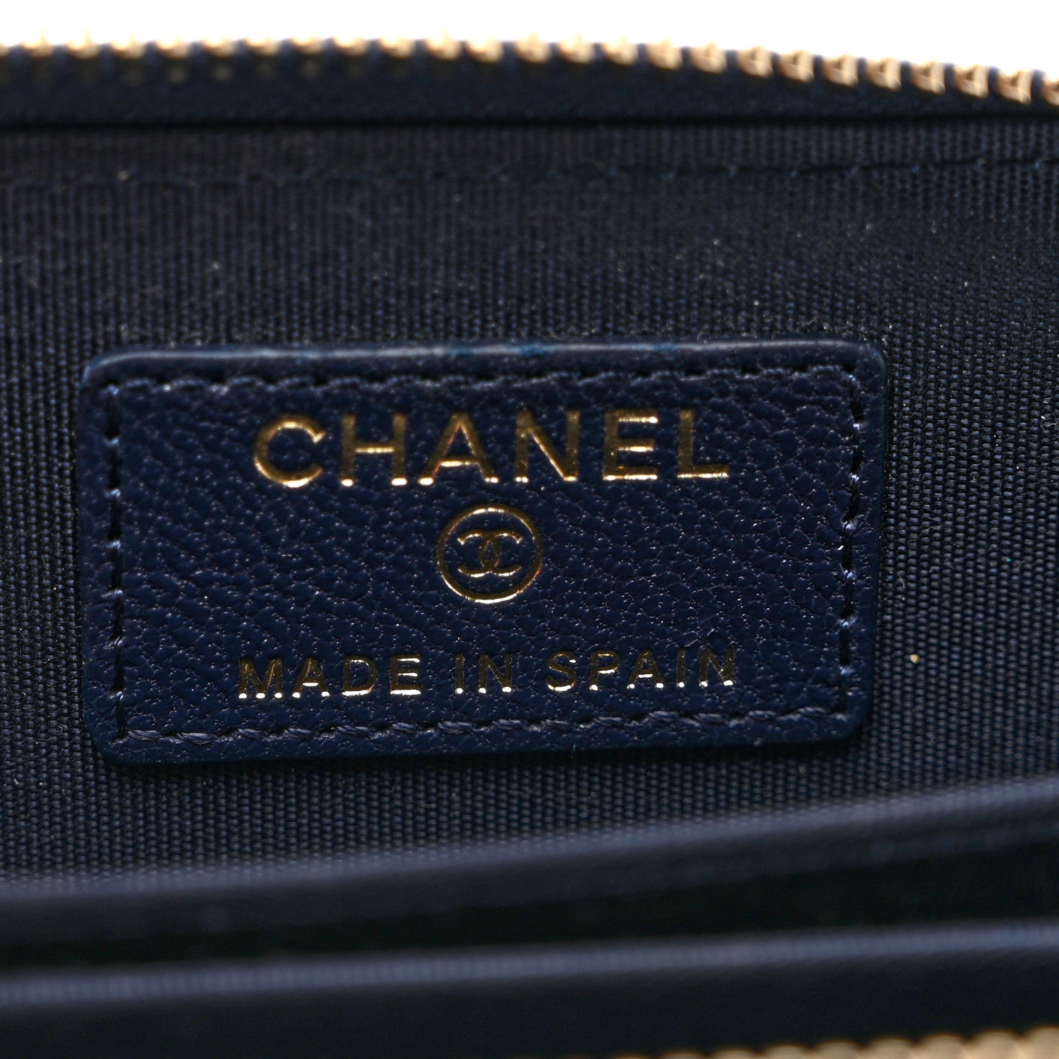 Chanel Sheepskin Quilted Vintage Mademoiselle Zip Coin Purse Navy Blue 6 of 8