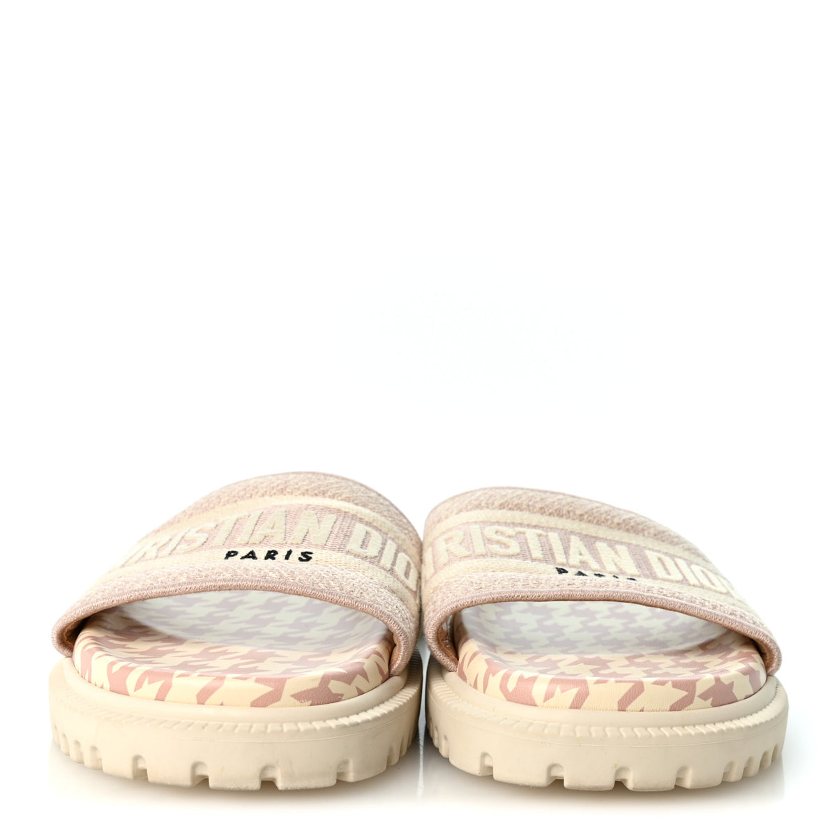 Micro PDP Cotton Houndstooth Embroidered Dway 10mm Slide Sandals 36 Rose De Ven