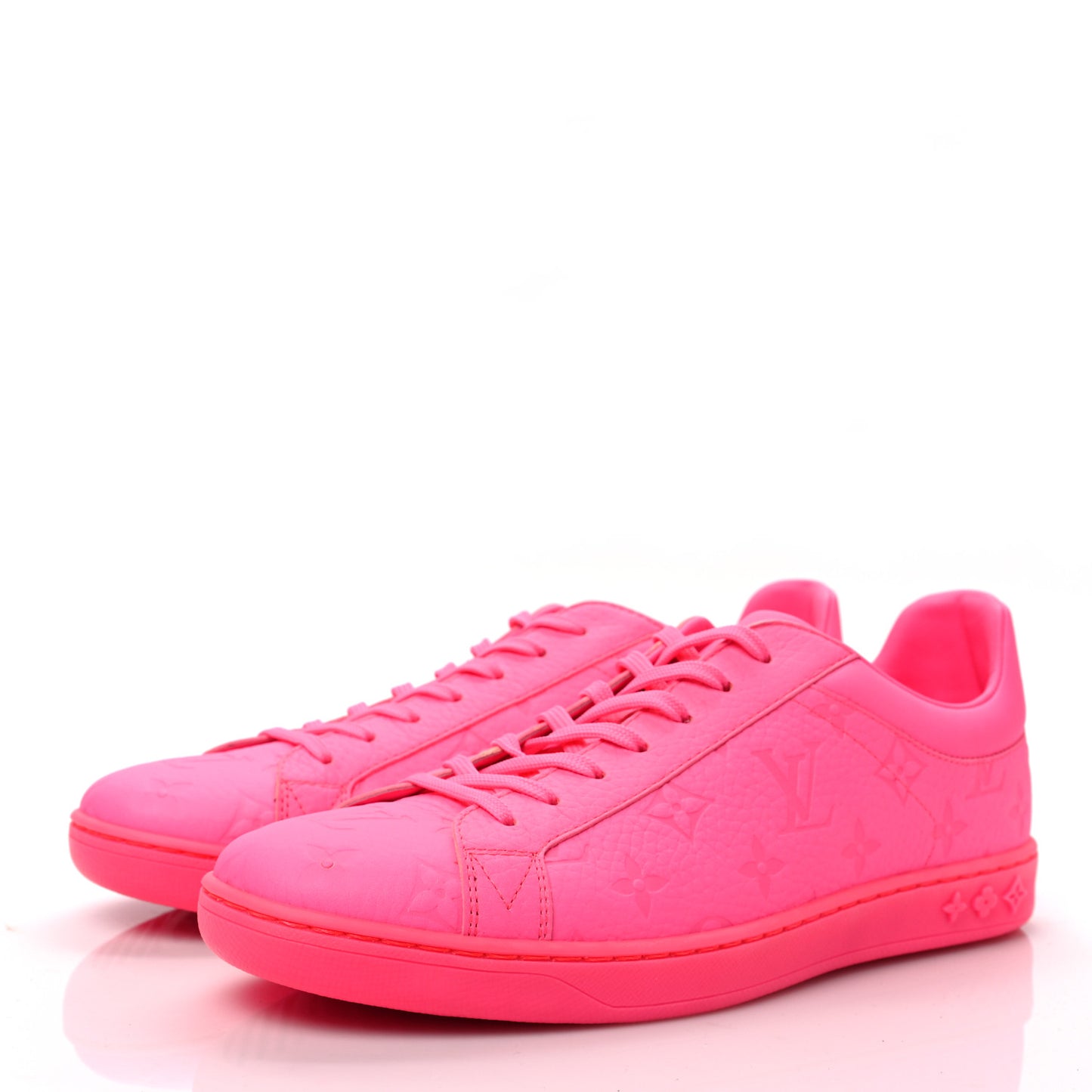 Grained Calfskin Embossed Monogram Mens Luxembourg Sneakers 6.5 Fluo Pink