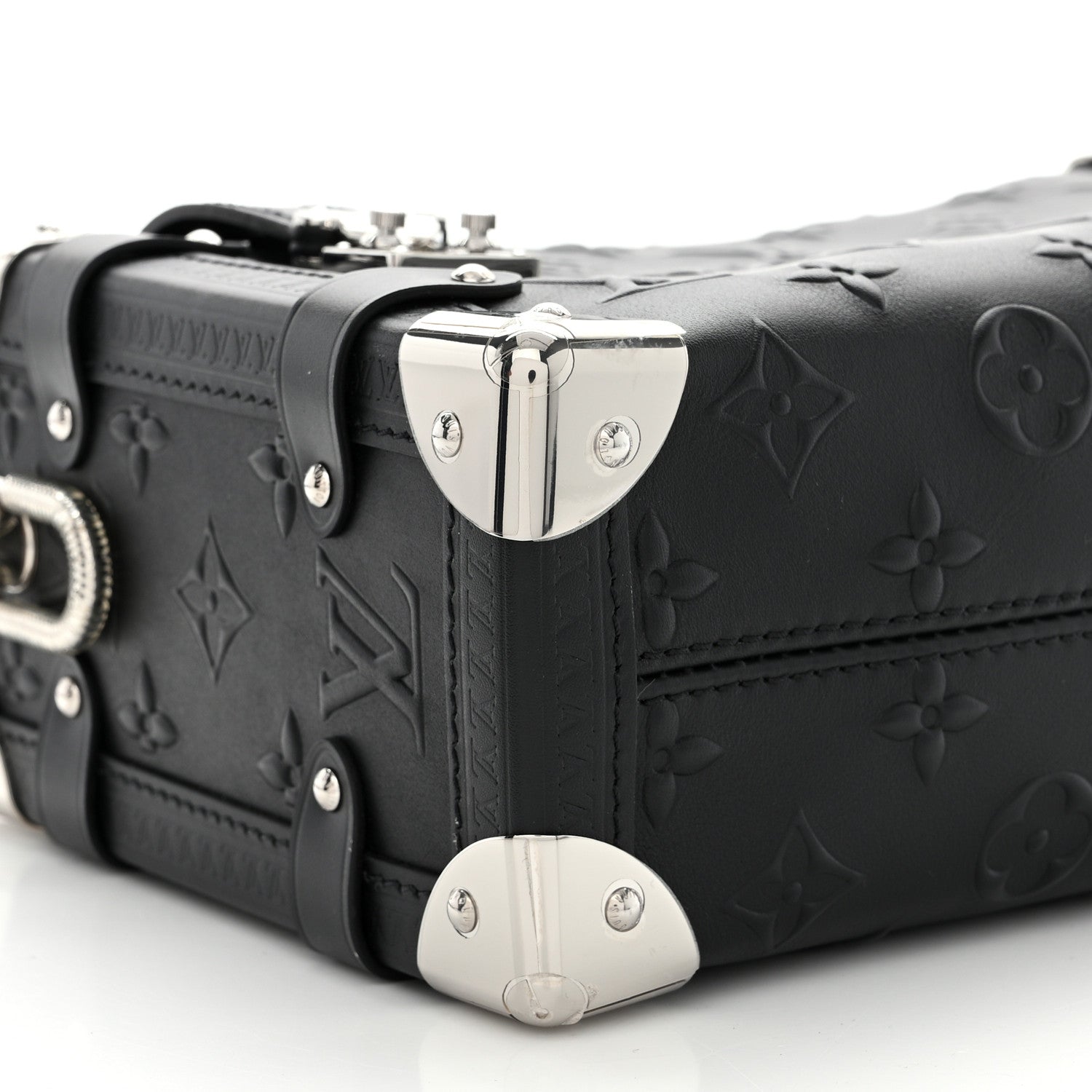 Louis Vuitton Calfskin Debossed Monogram Side Trunk Black 8 of 10