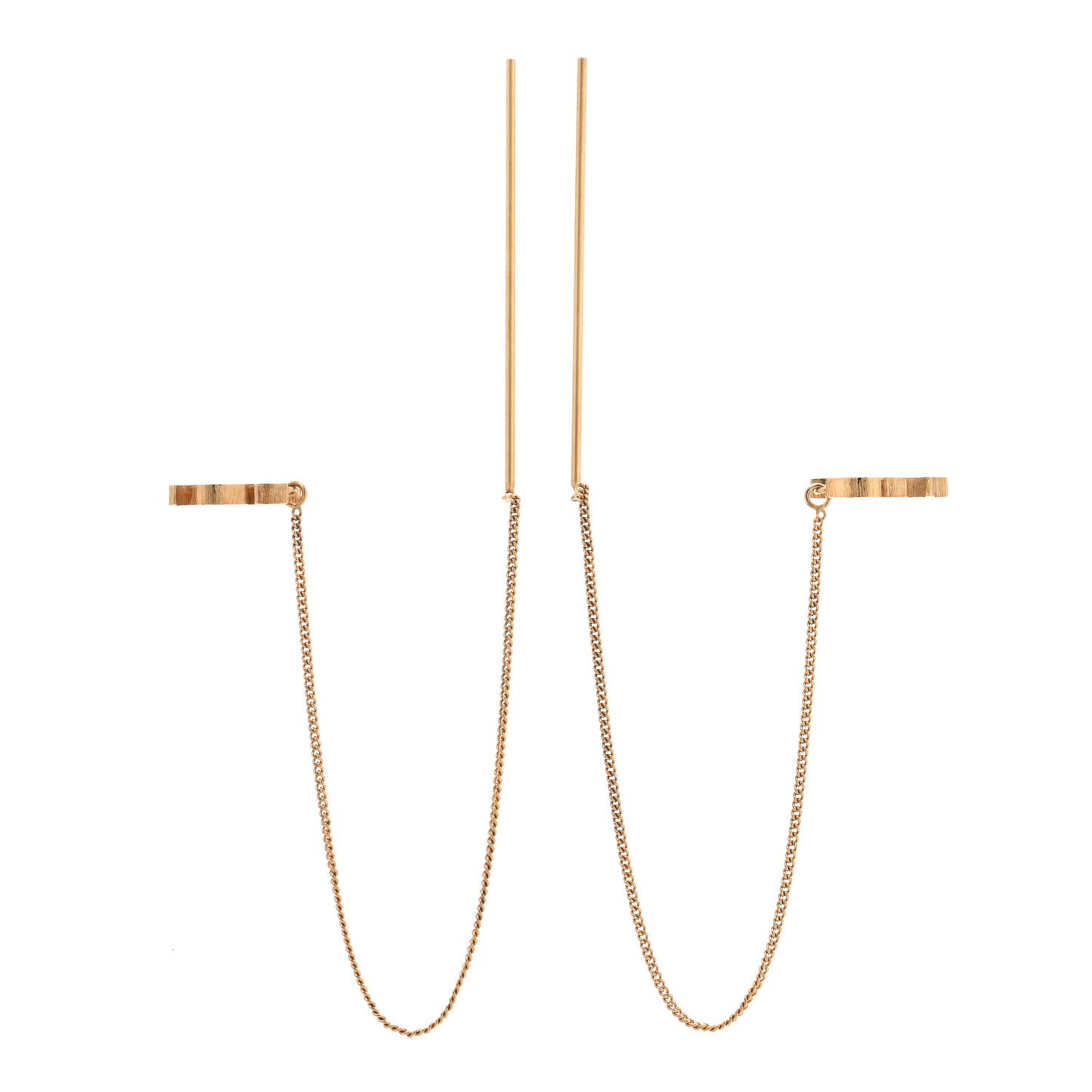 Metal Monogram Pendant Threader Earrings Gold