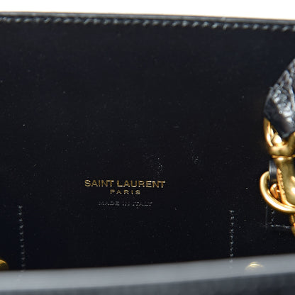 Saint Laurent Calfskin Crocodile Embossed Small Sac de Jour Black 5 of 7