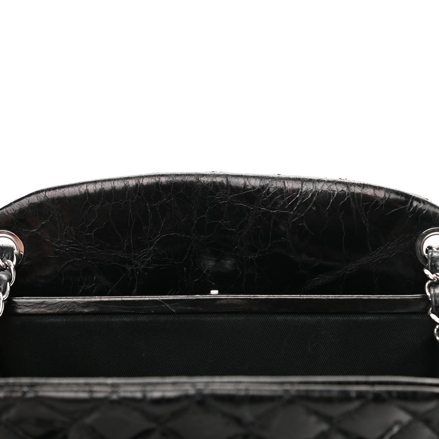 Glazed Calfskin Quilted Large Just Mademoiselle Bowling Bag Black