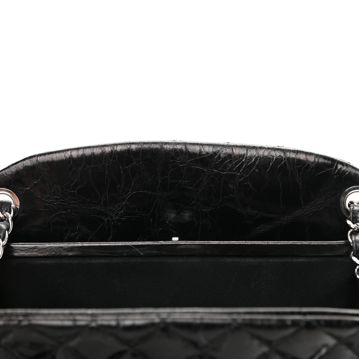Chanel Glazed Calfskin Quilted Large Just Mademoiselle Bowling Bag Black 14 of 19