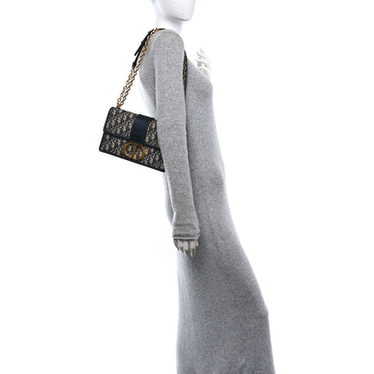 Christian Dior Oblique 30 Montaigne Chain Flap Bag Blue 2 of 11