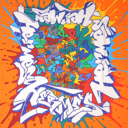 Hermes Silk Cashmere Graff Graffiti Shawl 140 Orange 1 of 5