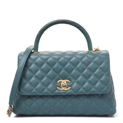 Chanel Caviar Lizard Quilted Small Coco Handle Flap Dark Turquoise 1 of 10