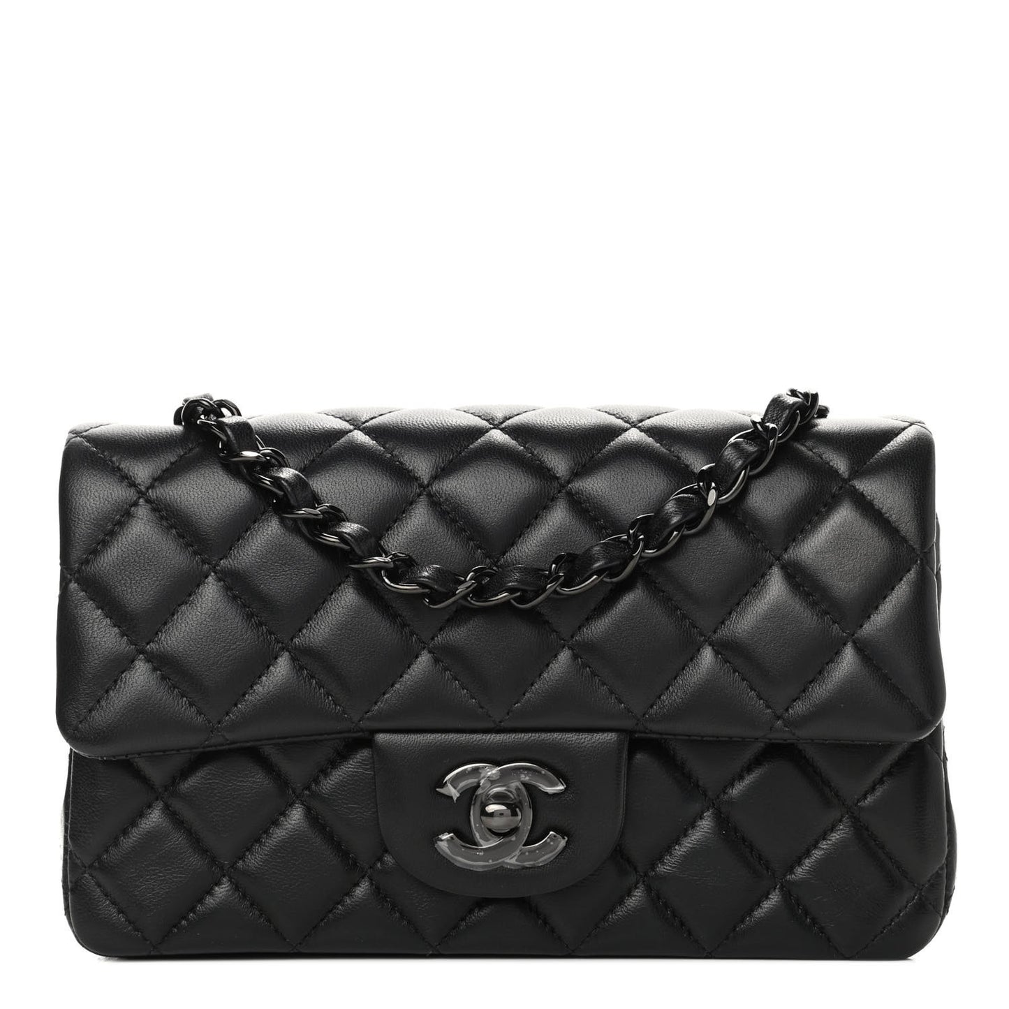 Lambskin Quilted Mini Rectangular Flap So Black