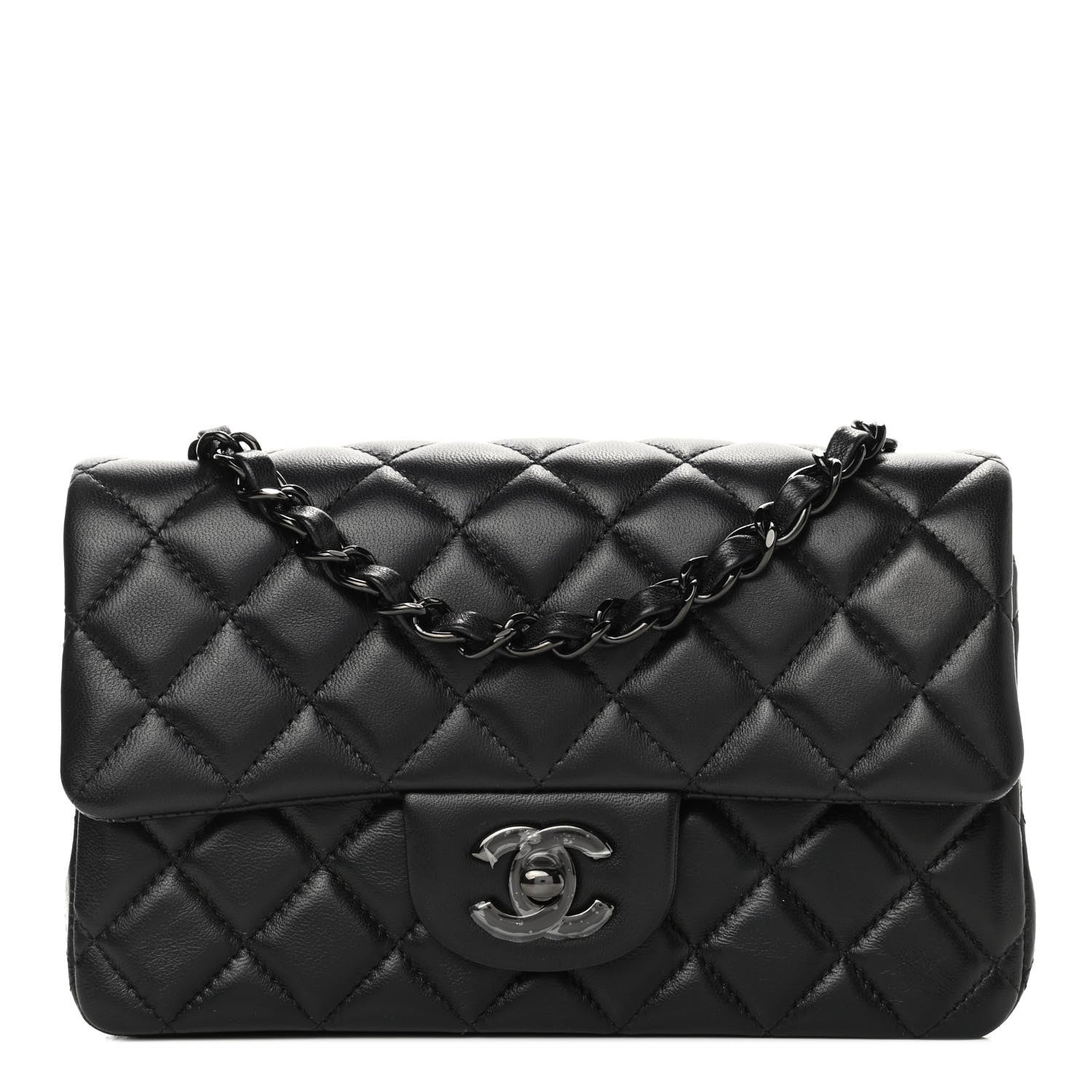Chanel Lambskin Quilted Mini Rectangular Flap So Black 1 of 4