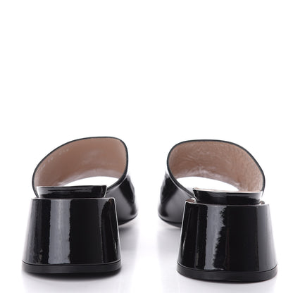 Gucci Patent Lexi Horsebit Mid-Heel Slide Sandals 39 Black 6 of 11