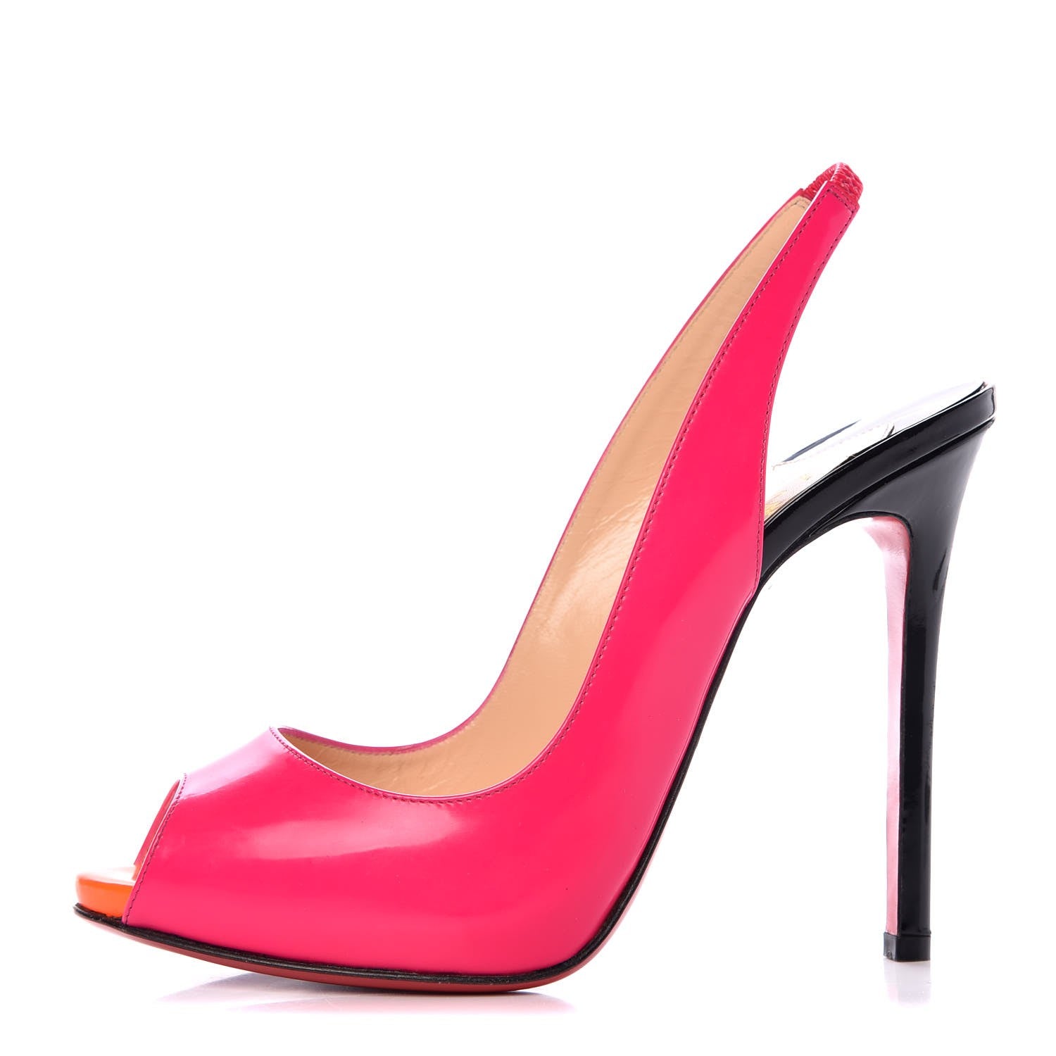Christian Louboutin Patent Flo Sling 120 Pumps 37.5 Rose Matadore Flame 1 of 11