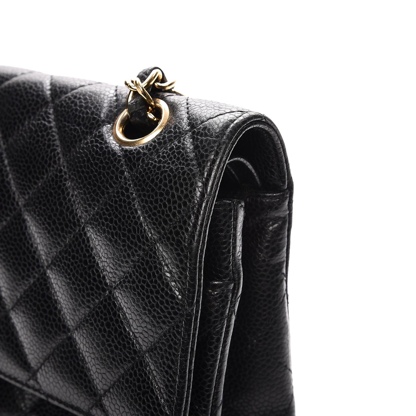Caviar Quilted Medium Double Flap Black