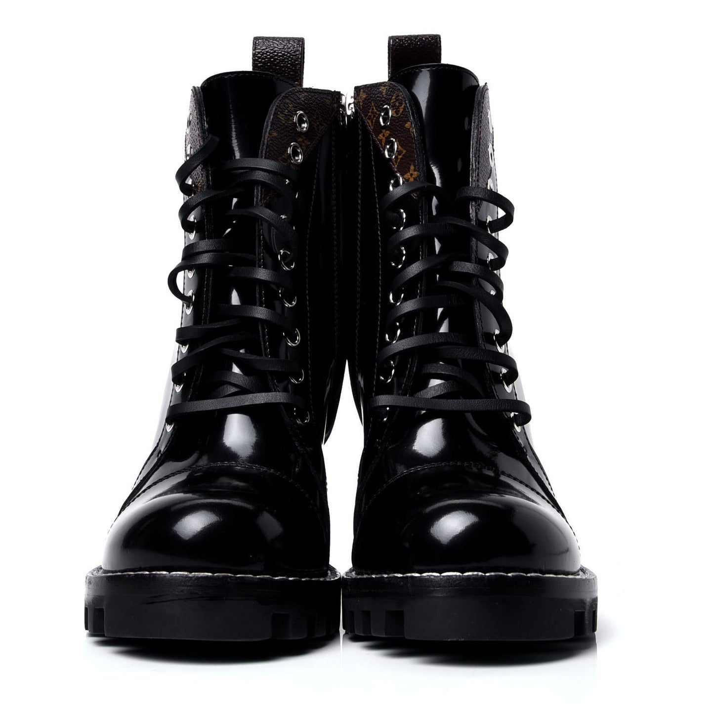 Patent Calfskin Monogram Star Trail Ankle Boots 36 Black