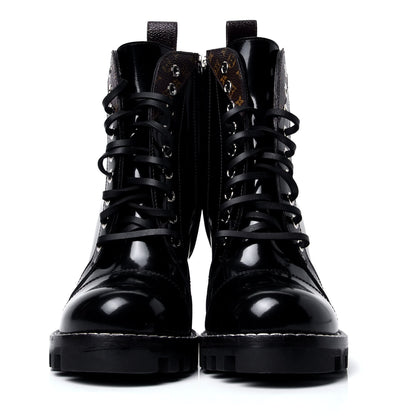 Louis Vuitton Patent Calfskin Monogram Star Trail Ankle Boots 36 Black 2 of 6