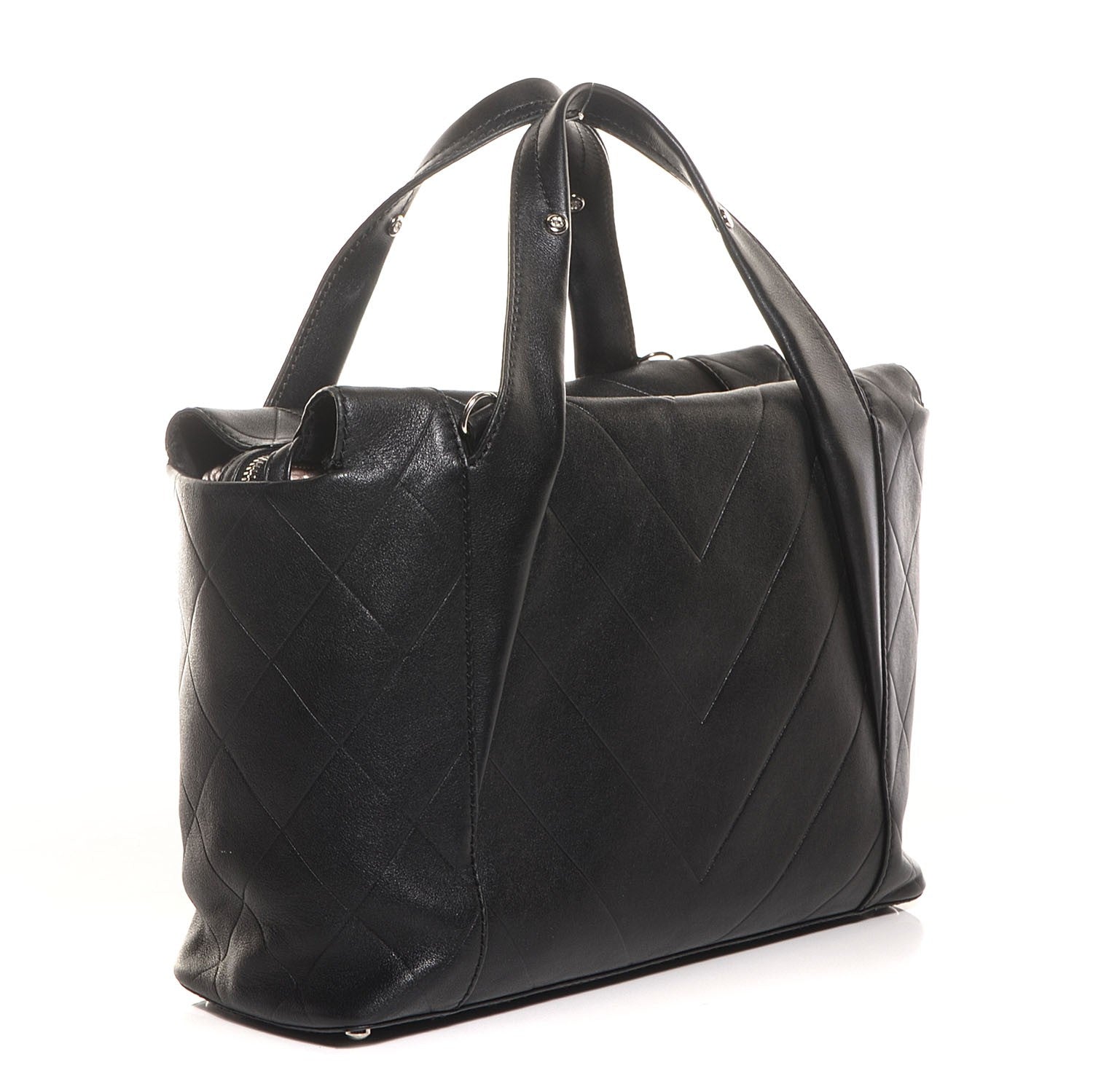 Chanel Calfskin CC Chevron All Day Long CC Bag Black 3 of 7