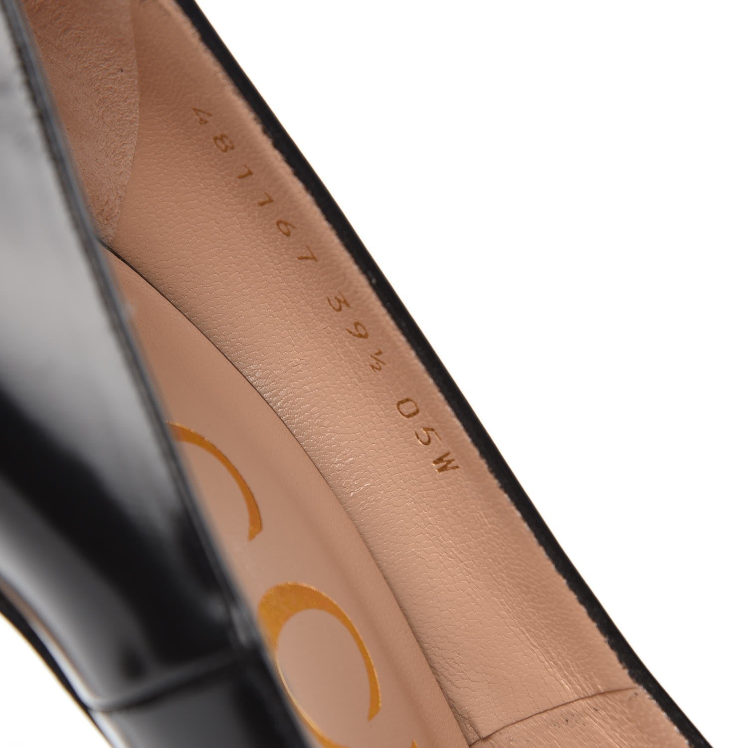 Gucci Polished Calfskin Removable Bee Elaisa Platform High Heel Pumps 39.5 Black 8 of 9
