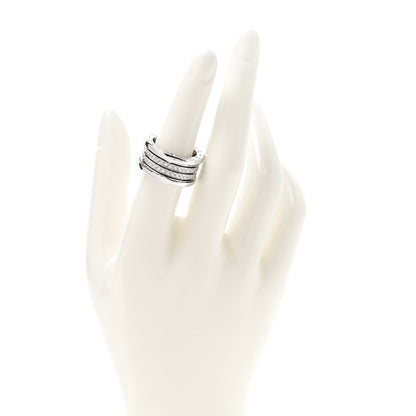 Bulgari 18K White Gold Diamond B.Zero1 Four-Band Full Pave Ring 53 6.25 2 of 8