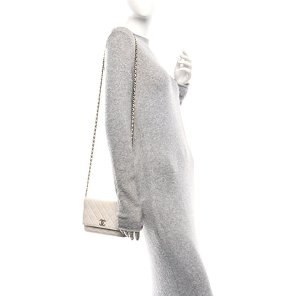 Chanel Caviar Quilted Perforated Metal CC Wallet On Chain WOC White 2 of 14