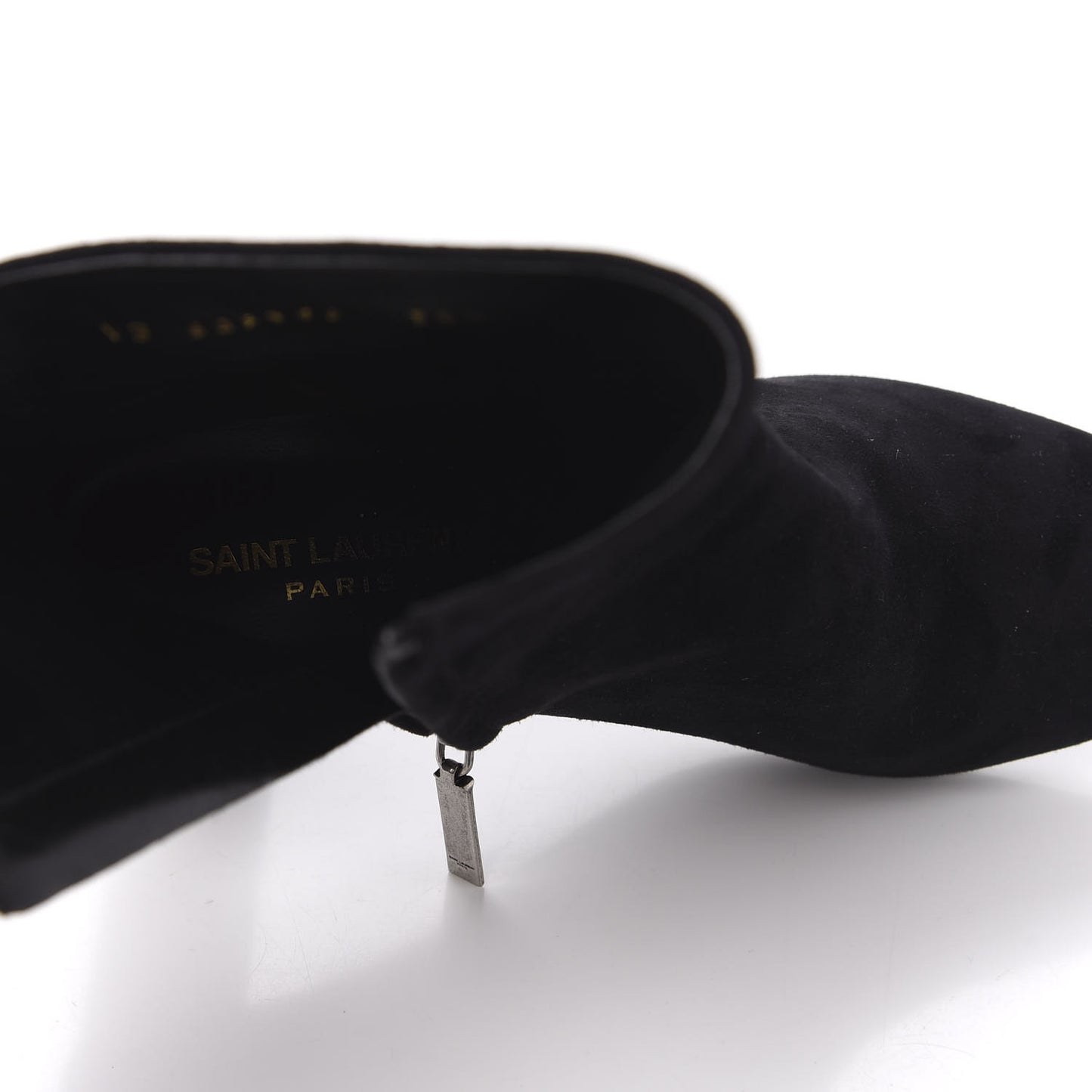 Suede Loulou 95 Ankle Zip Boot 38.5 Black