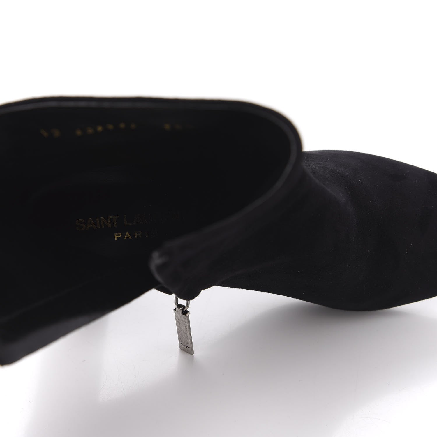 Saint Laurent Suede Loulou 95 Ankle Zip Boot 38.5 Black 7 of 9