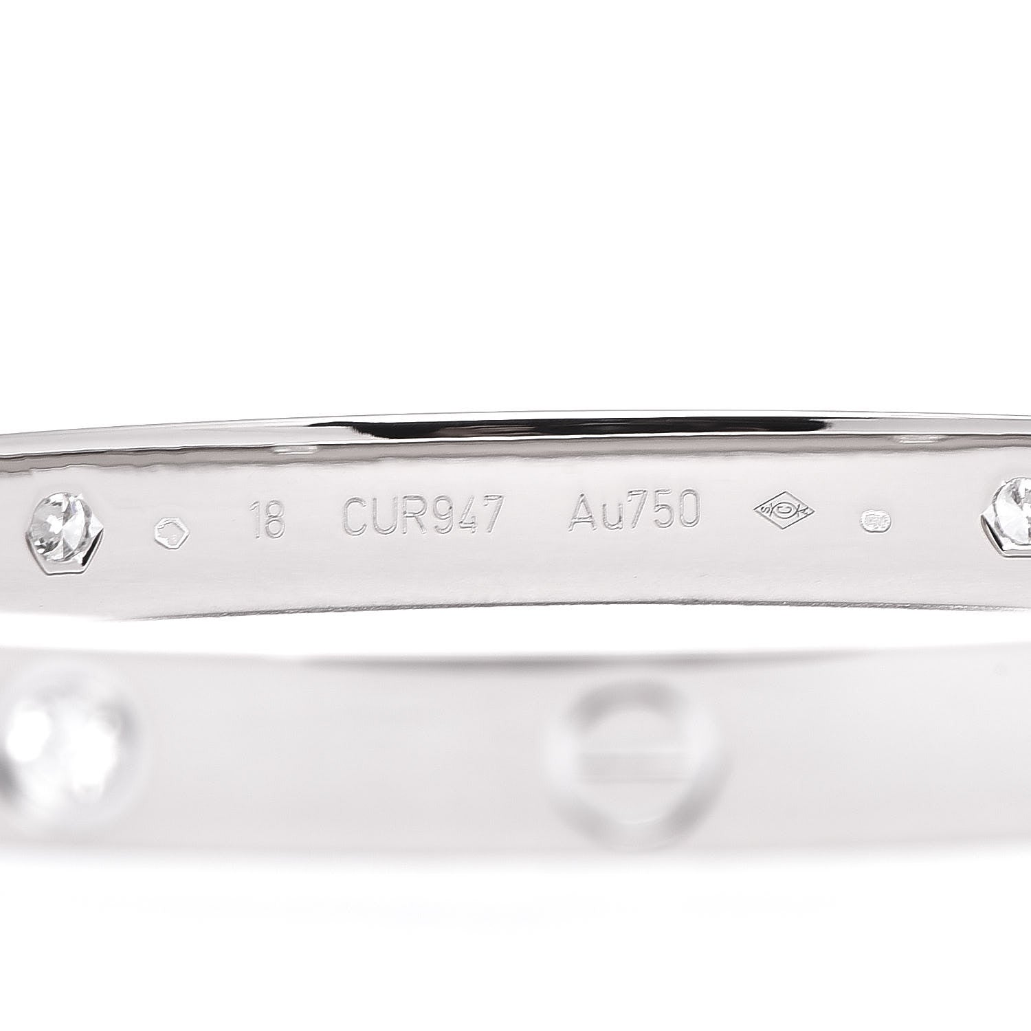 Cartier 18K White Gold 4 Diamond LOVE Bracelet 18 4 of 6