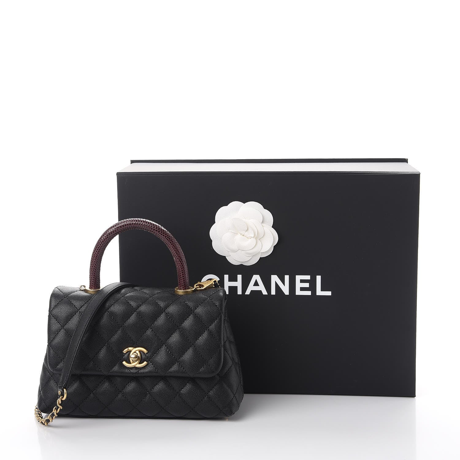 Chanel Caviar Lizard Quilted Mini Coco Handle Flap Black 9 of 9