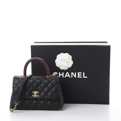 Chanel Caviar Lizard Quilted Mini Coco Handle Flap Black 9 of 9