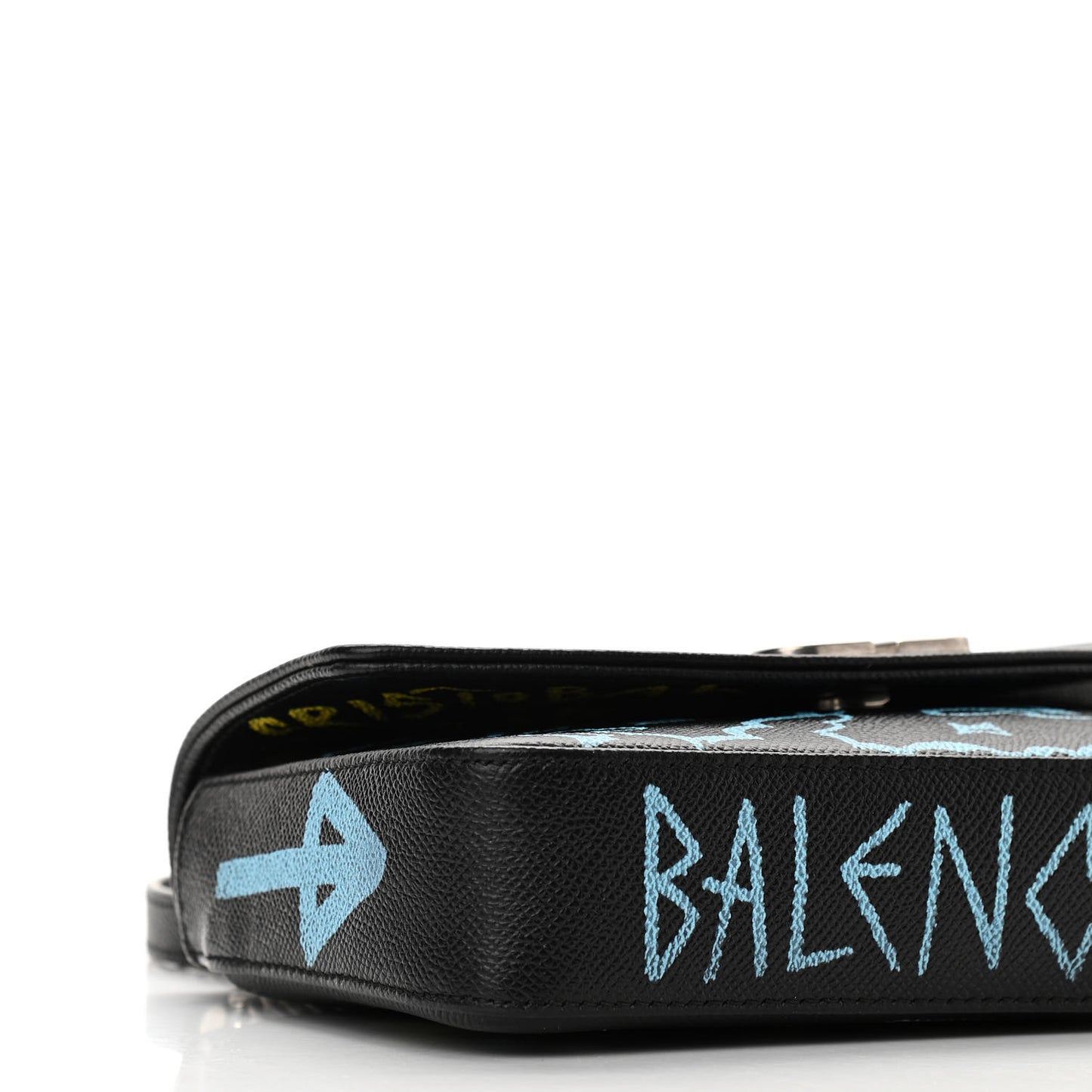 Calfskin Graffiti BB Chain Wallet Black Multicolor