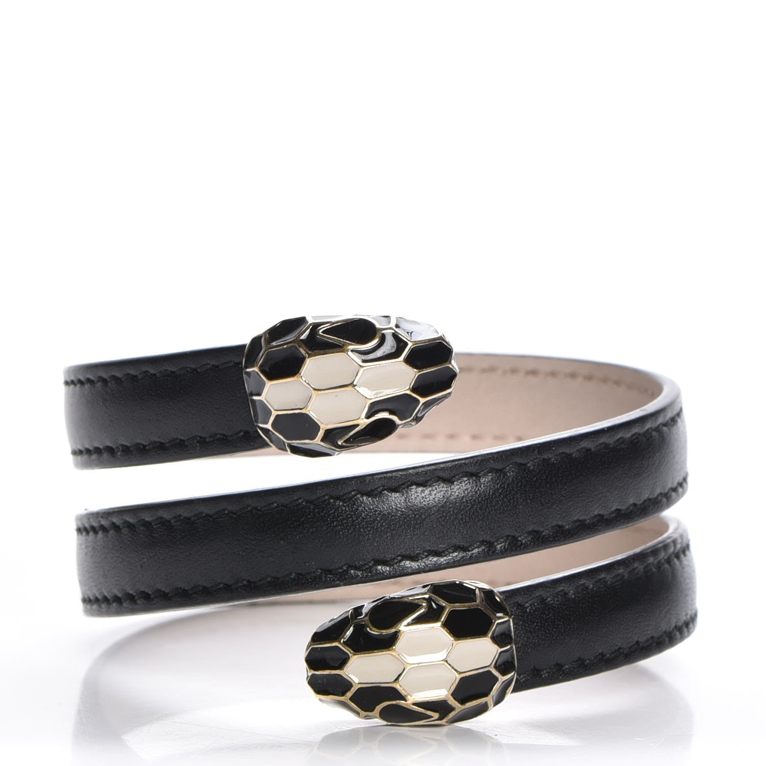 Bulgari Calfskin Serpenti Forever Double Coil Cleopatra Bracelet M Black 1 of 6