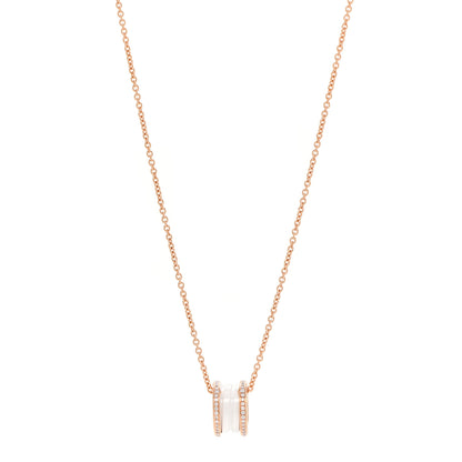 Bulgari 18K Rose Gold White Ceramic Diamond B.Zero1 Pendant Necklace 1 of 11