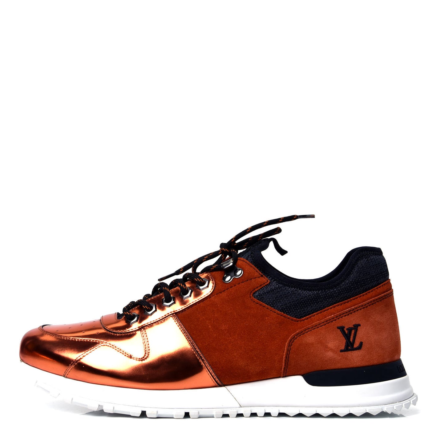 Metallic Patent Suede Run Away Sneakers 10 Orange