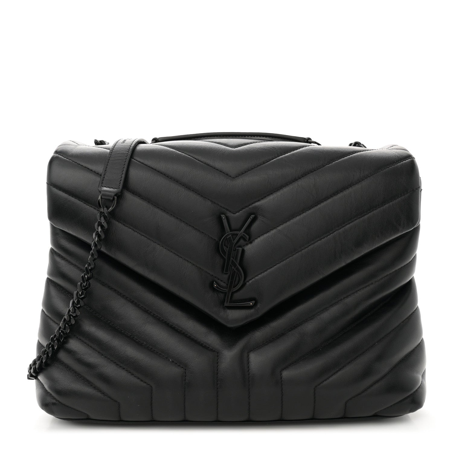 Saint Laurent Calfskin Y Quilted Monogram Monochrome Medium Loulou Chain Satchel Black 1 of 13