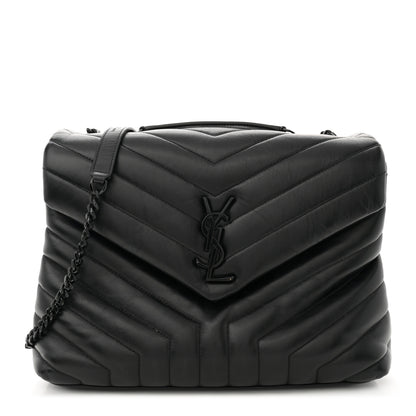 Saint Laurent Calfskin Y Quilted Monogram Monochrome Medium Loulou Chain Satchel Black 1 of 13