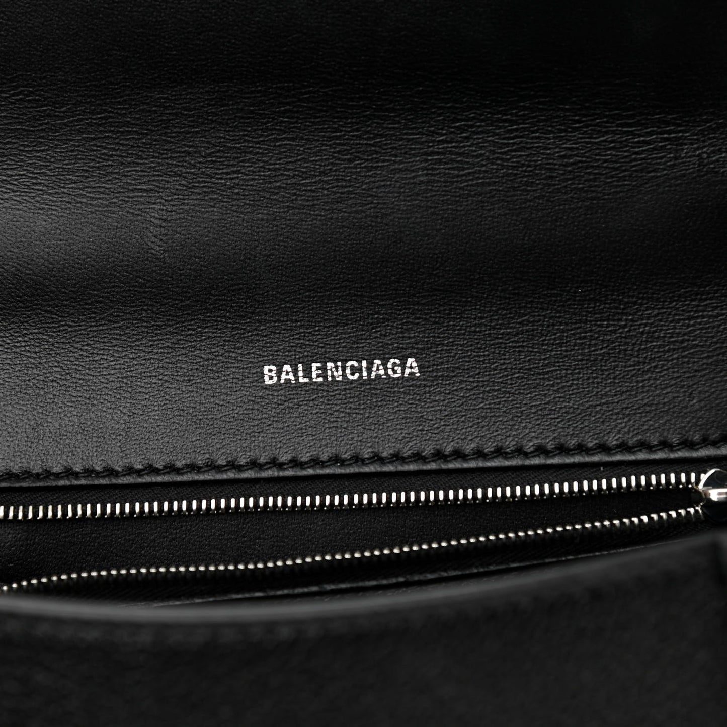 Grained Calfskin Small Hourglass Top Handle Bag Black