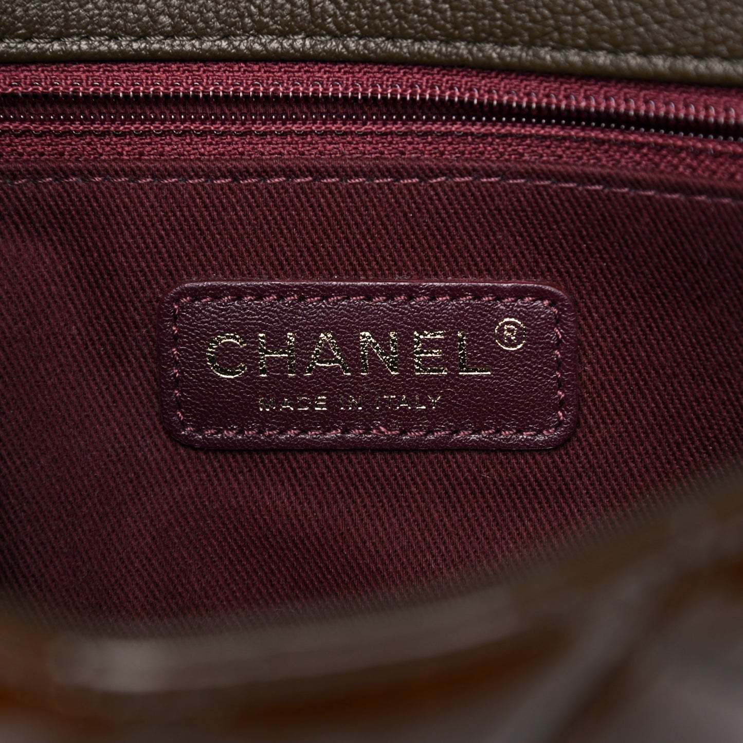 Patent Goatskin Quilted Medium CC Eyelet Flap Khaki